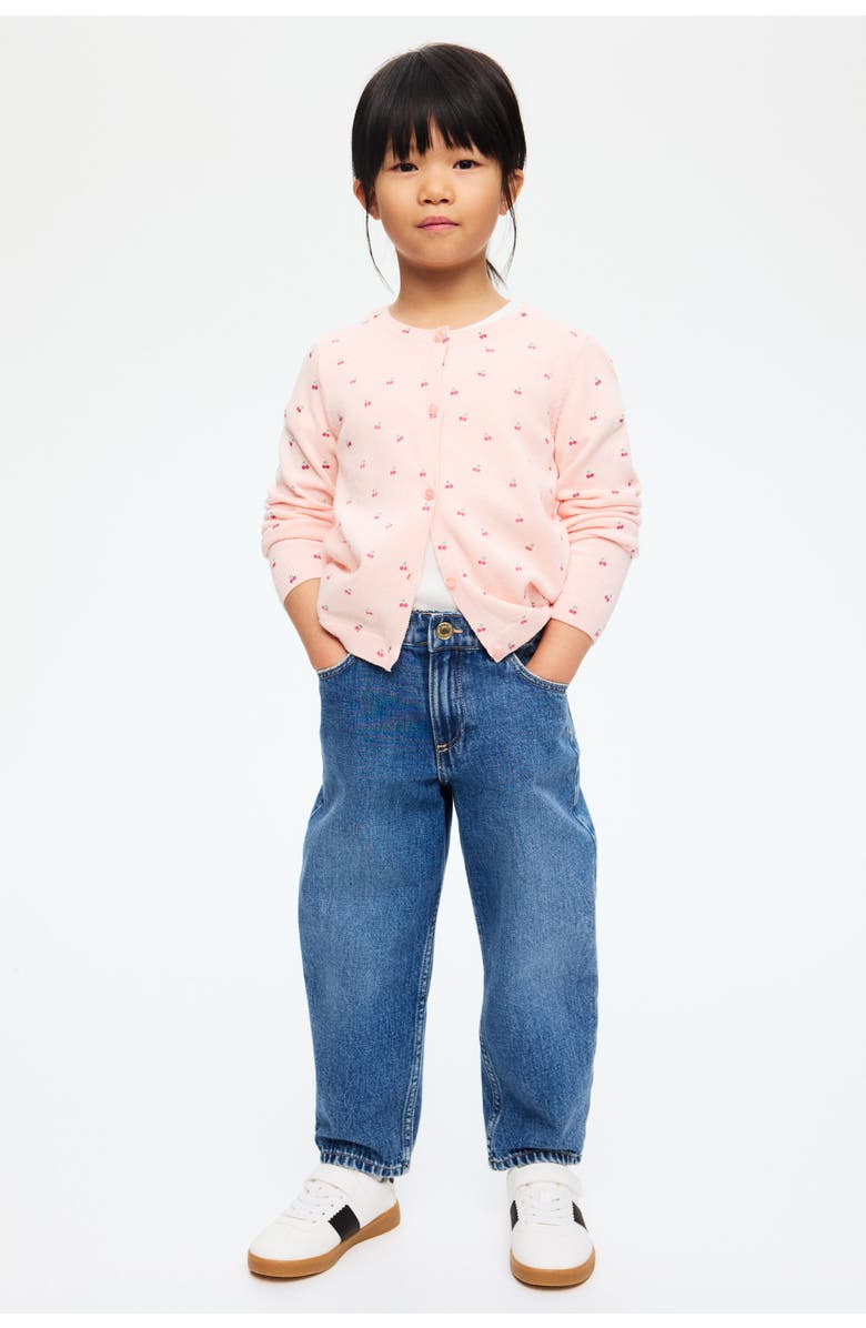 H&M Fine-knit Printed Cardigan, Alternate, color, Light Pink/Cherries