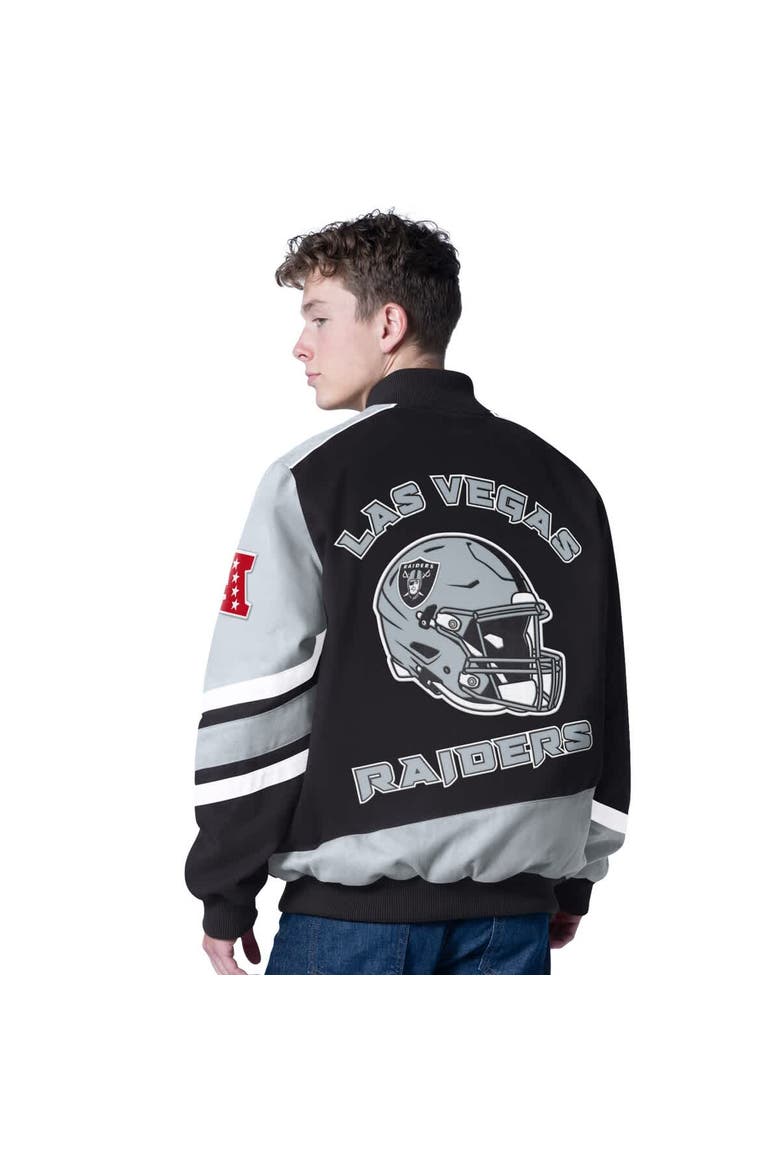 Men's G-III Sports by Carl Banks Black Las Vegas Raiders Prime Time Full-Zip Racing Jacket, Alternate, color, Black
