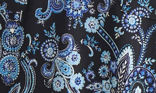 Jones New York Paisley Patch Pocket Crepe Popover Top In Blue