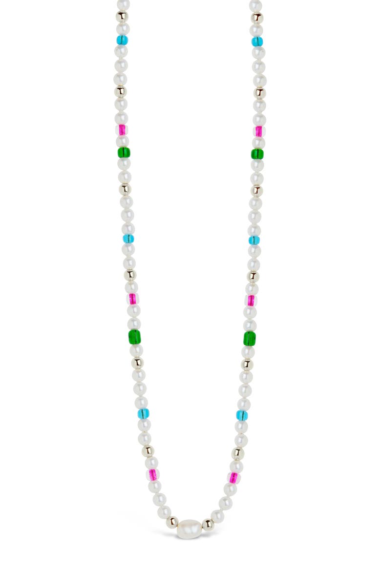 Polly Beaded Necklace, Alternate, color, SILVER