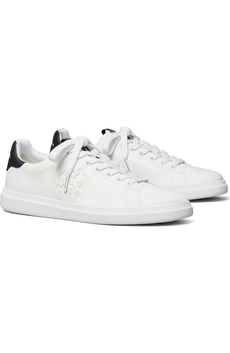 Tory Burch Double T Howell Court Sneaker, Main, color, White / Perfect Navy
