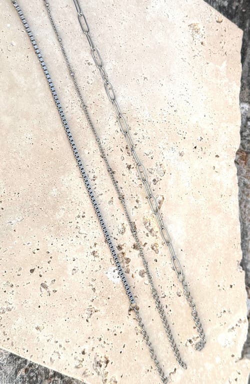 Adornia Tarnish Resistant Silver Chain Bracelet Set In Silver