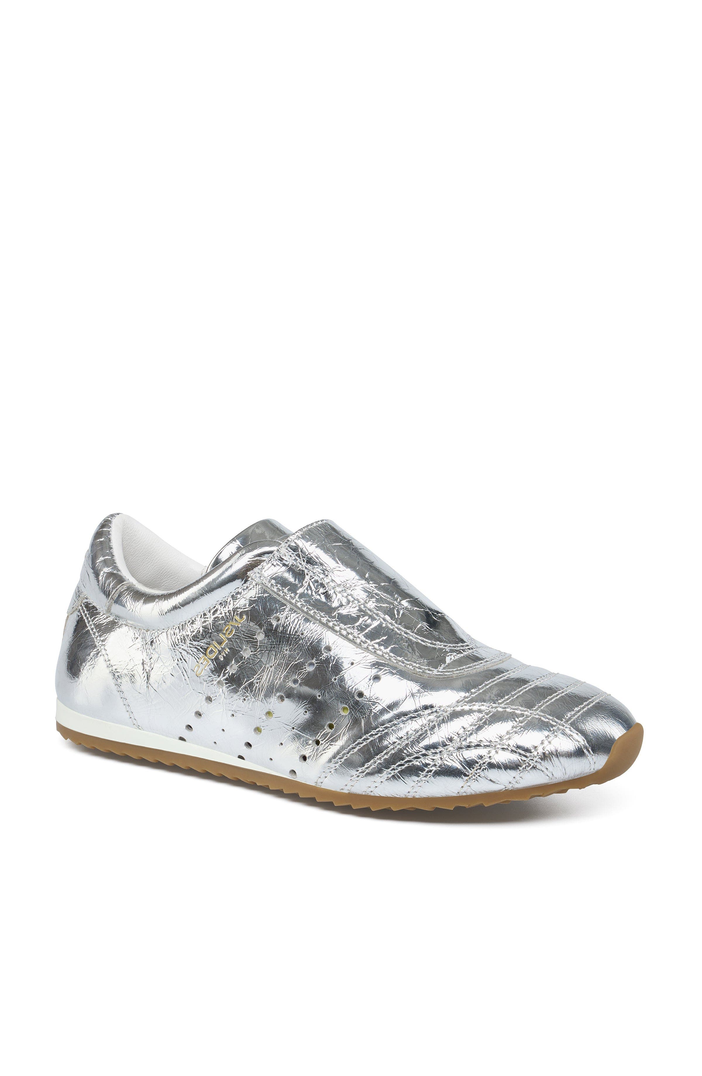 JSlides Paris Leather Sneaker, Main, color, Silver
