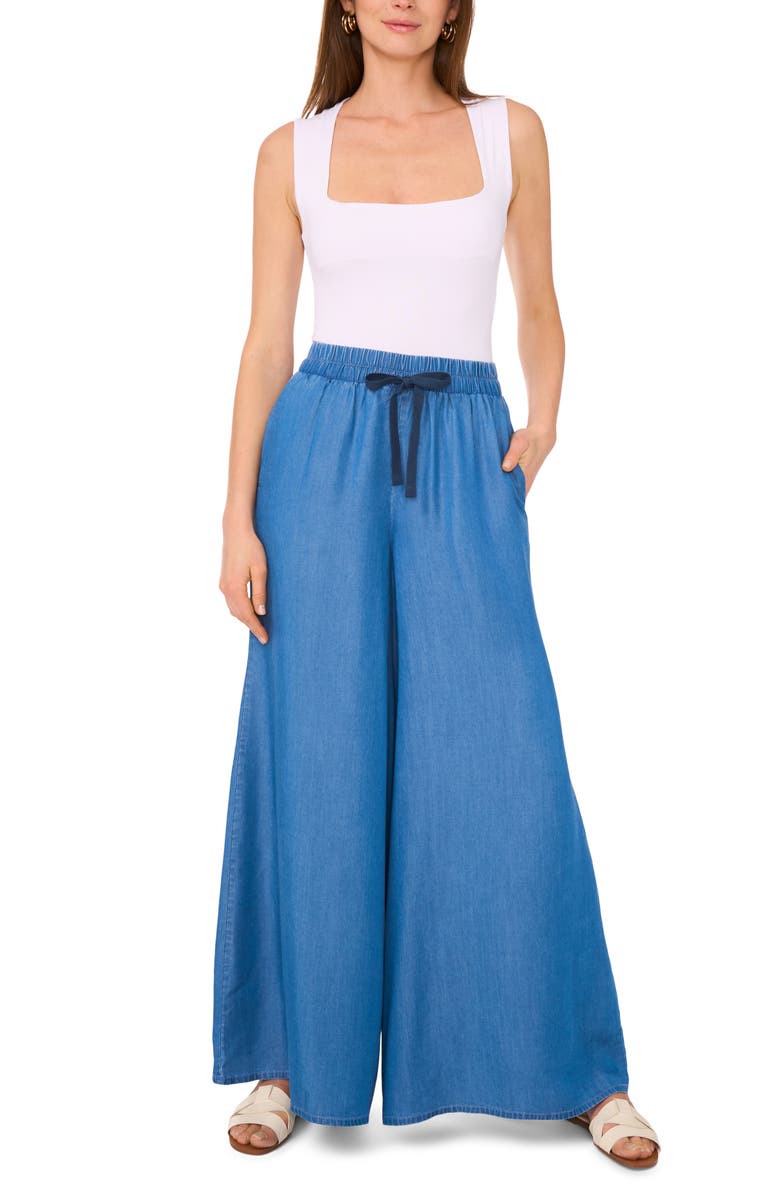 Vince Camuto Wide Leg Drawstring Pants, Alternate, color, Denim Navy