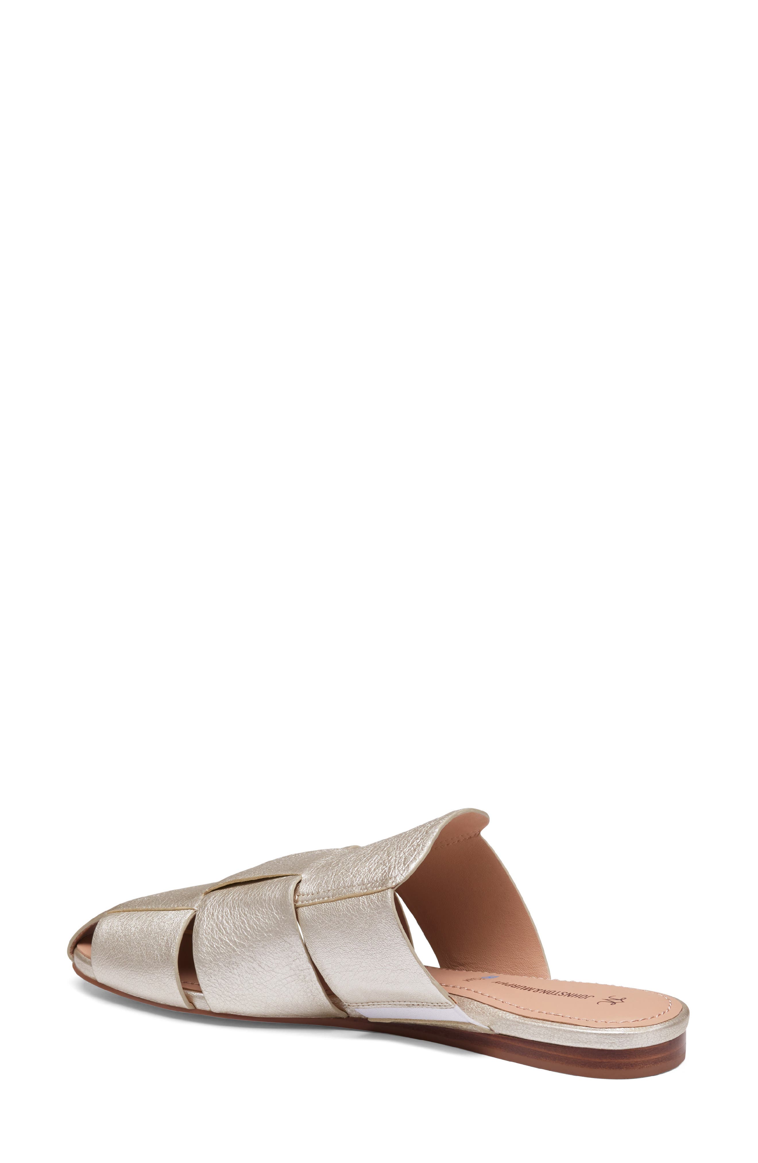 Johnston 
Murphy Claire Leather Fisherman Mule Sandal, Alternate, color, Platinum Metallic Sheepskin