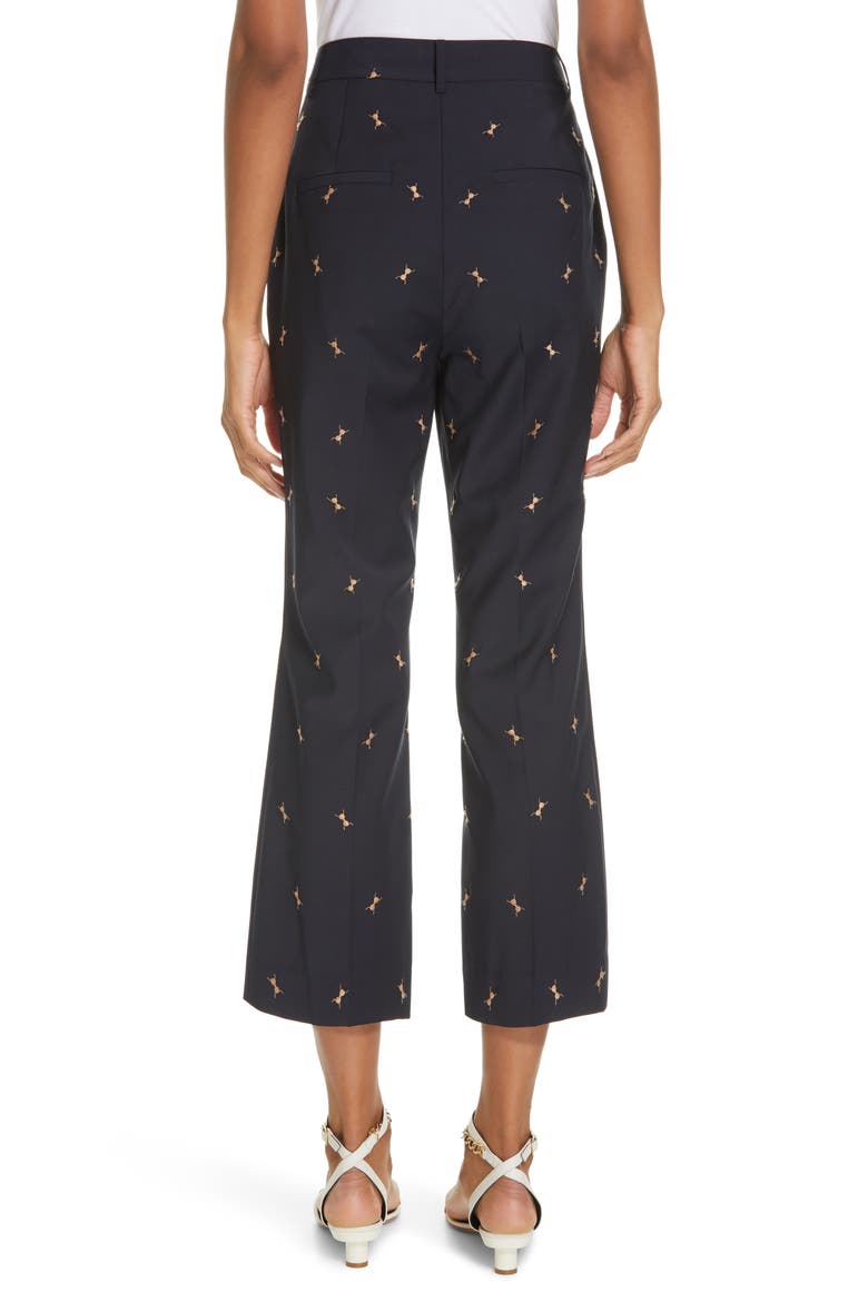 Ant Embroidered Crop Flare Pants, Alternate, color, DARK NAVY/ CARAMEL MULTI