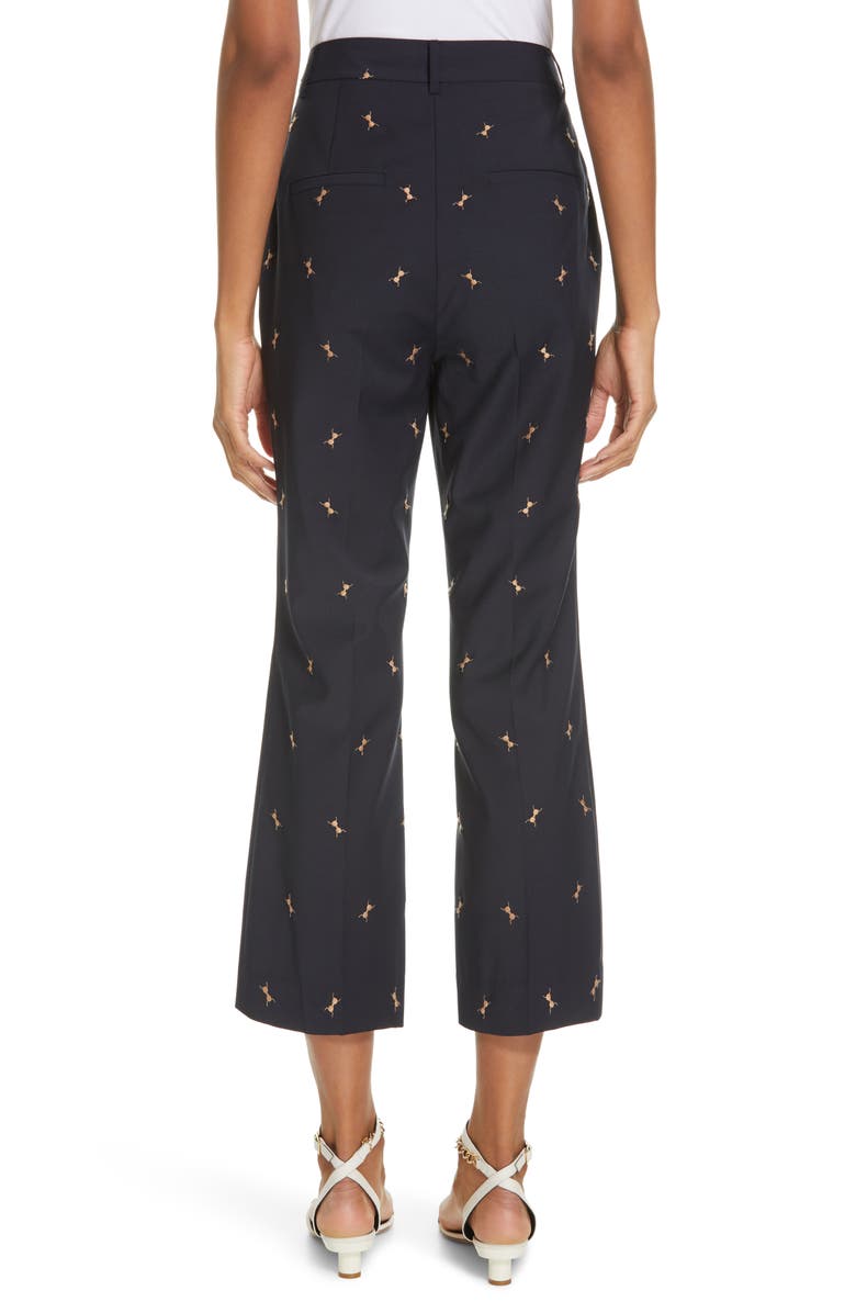 Tibi Ant Embroidered Crop Flare Pants, Alternate, color, 