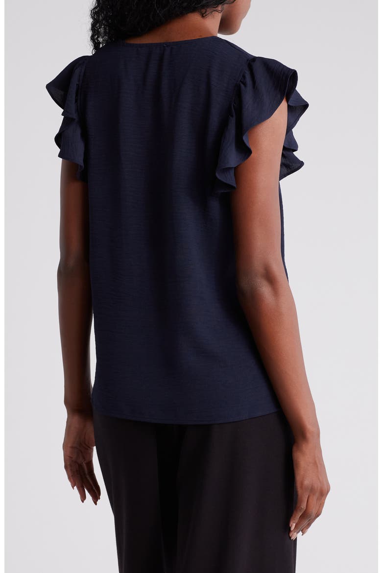 Flutter Sleeve Crinkled Satin Blouse, Alternate, color, BLUE MOON
