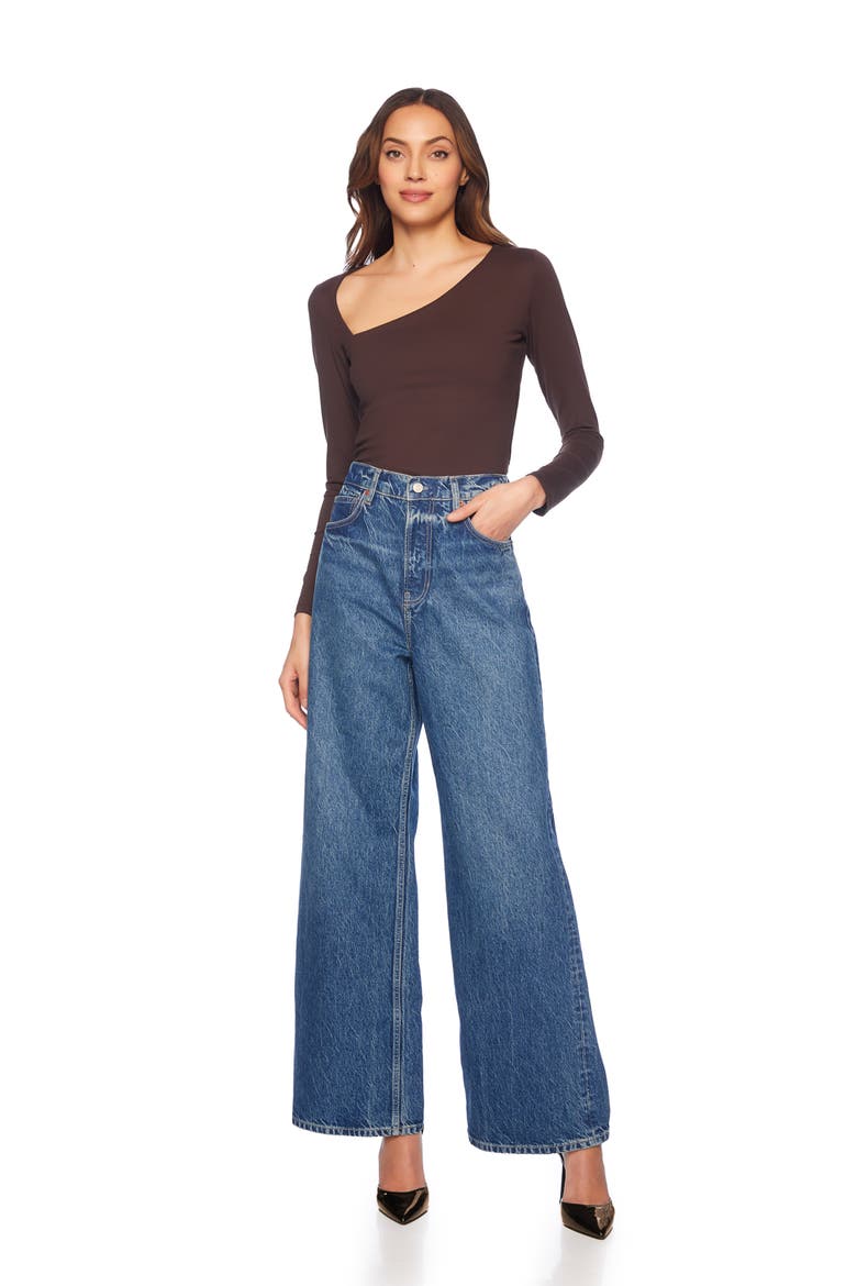 Diagonal Neck Long Sleeve Top, Alternate, color, JAVA