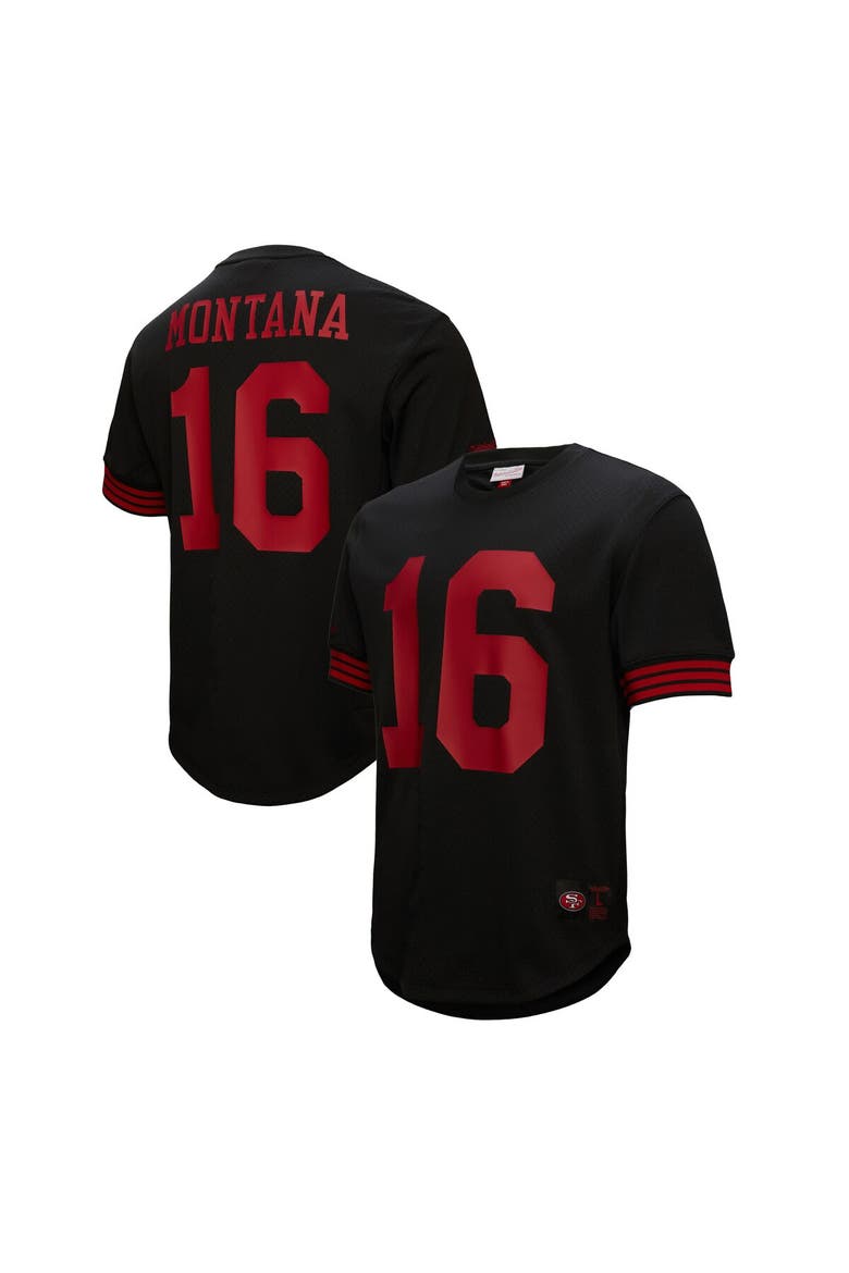 Men's Mitchell & Ness Joe Montana Black San Francisco 49ers Retired Player Name & Number Mesh Top, Main, color, Black