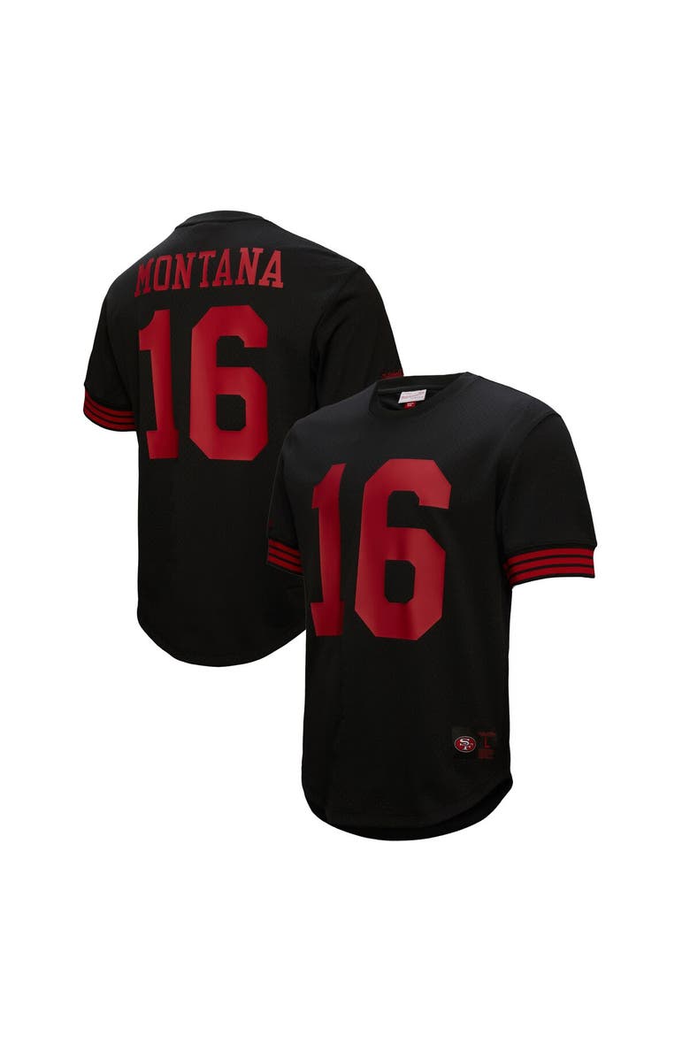 Mitchell & Ness Men's Mitchell & Ness Joe Montana Black San Francisco 49ers Retired Player Name & Number Mesh Top, Main, color, Black