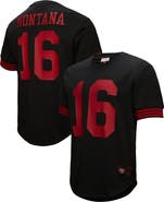 Mitchell & Ness Men's Mitchell & Ness Joe Montana Black San Francisco 49ers Retired Player Name & Number Mesh Top