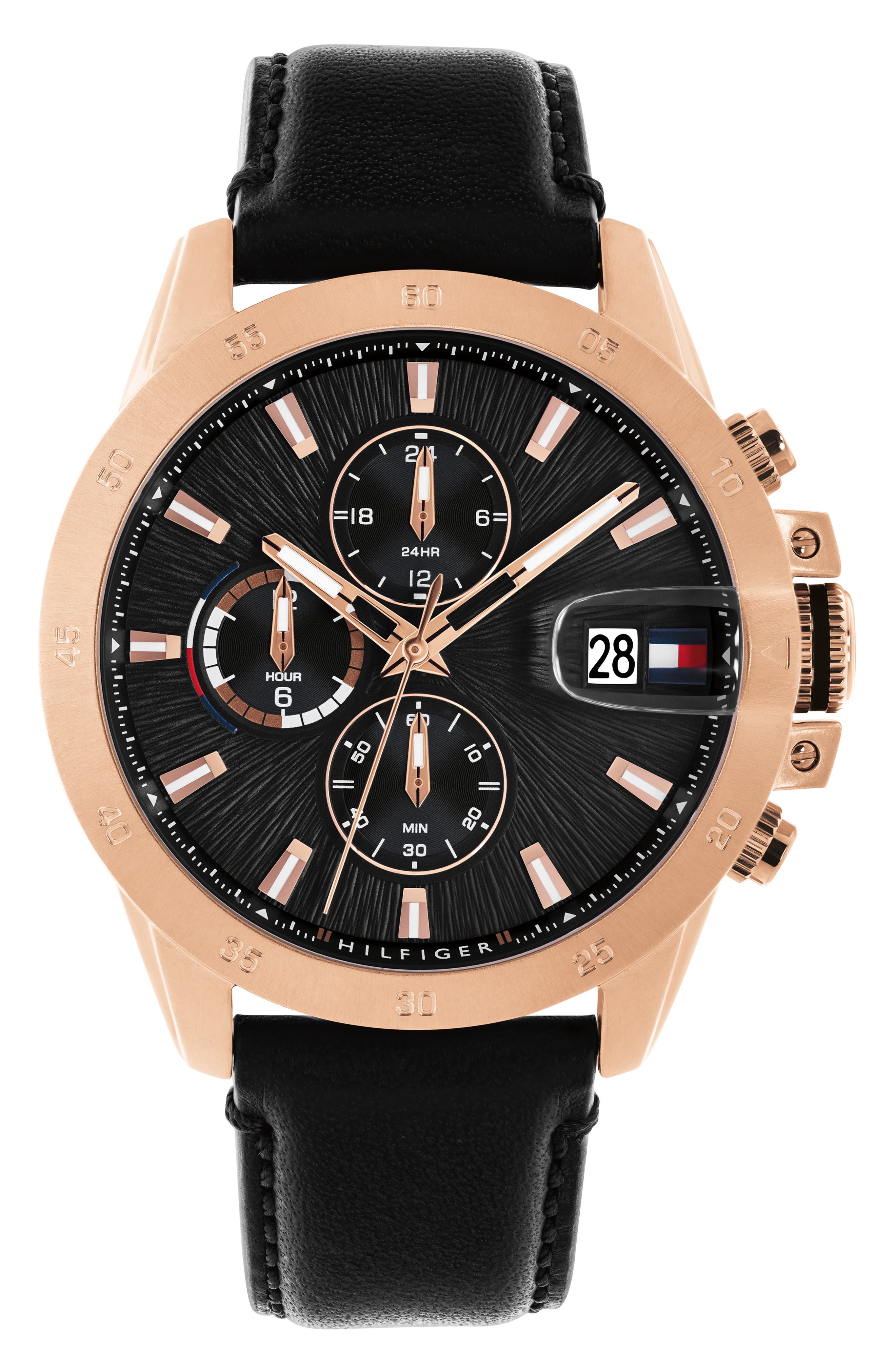 Jameson Multi-Function Leather Strap Watch