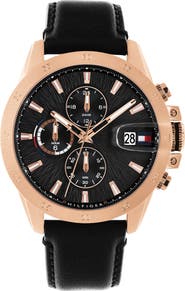 Tommy Hilfiger Jameson Multi-Function Leather Strap Watch