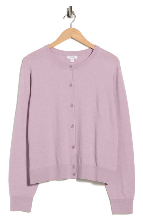 Crewneck Button Front Cardigan (Plus)