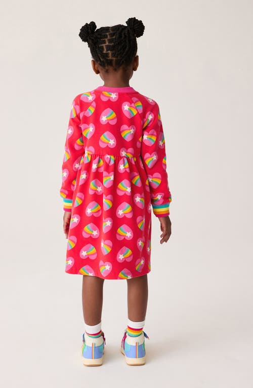 Shop Little Bird Kids' Heart Print Long Sleeve Sweatshirt Dress In Red