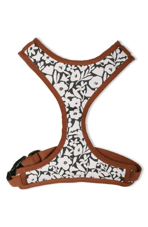 Charcoal Floral Medium Dog Harness
