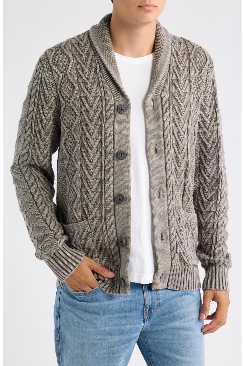 Shawl Collar Cable Knit Cardigan, Main, color, OLIVE