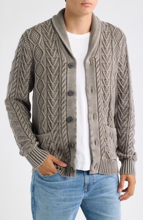 Shawl Collar Cable Knit Cardigan