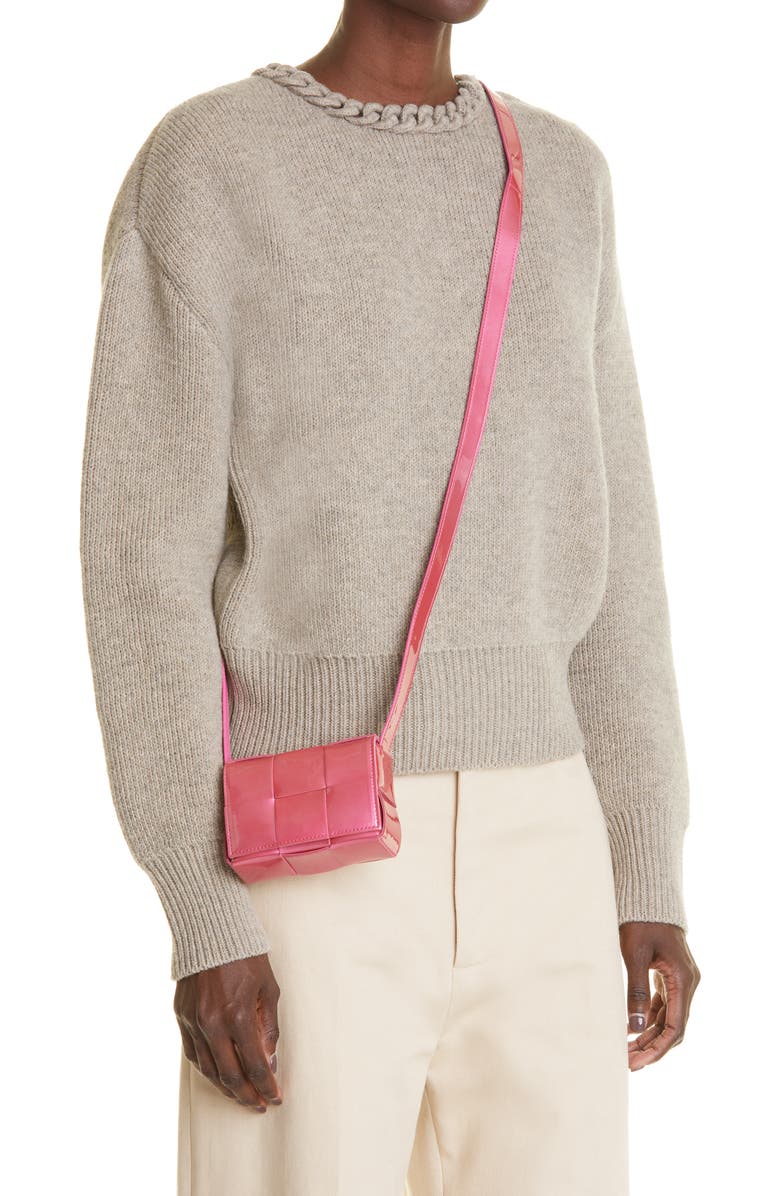 Bottega Veneta Mini Cassette Intrecciato Metallic Leather Crossbody Bag, Alternate, color,