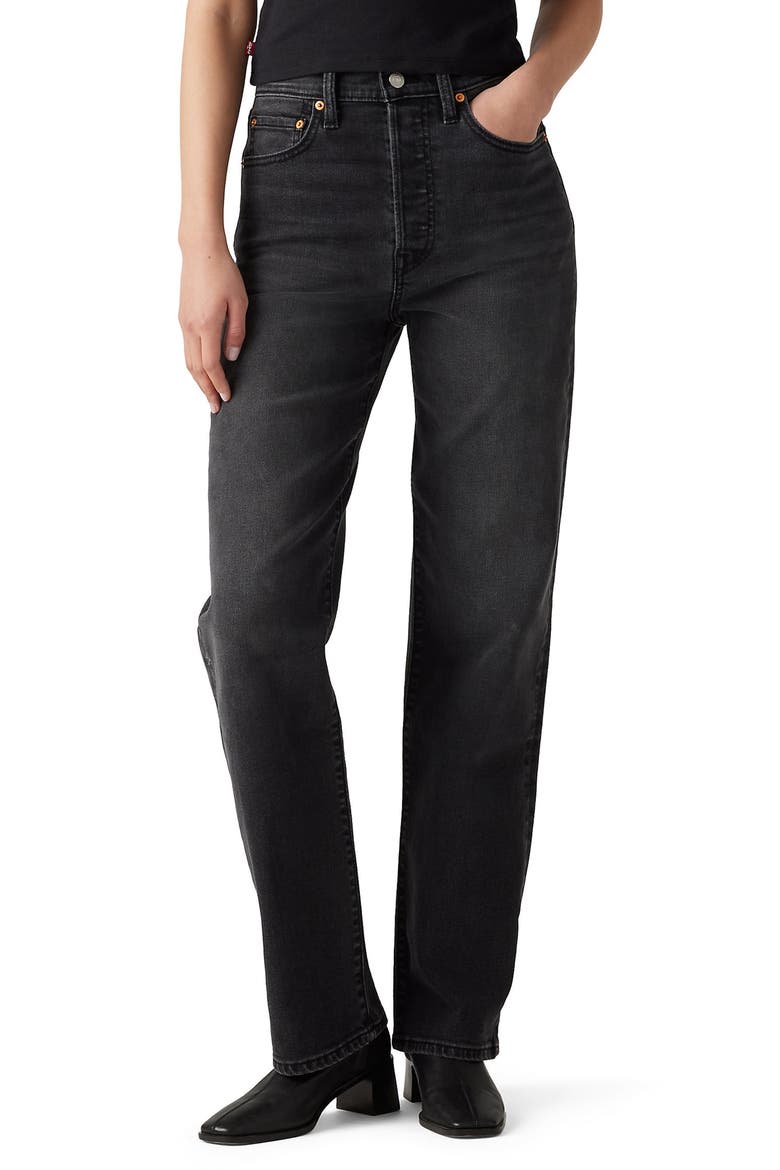 Ribcage High Waist Straight Leg Jeans, Main, color, SAY NO GO