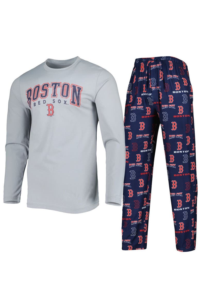 CONCEPTS SPORT Men's Concepts Sport Navy/Gray Boston Red Sox Breakthrough Long Sleeve Top & Pants Sleep Set, Alternate, color,
