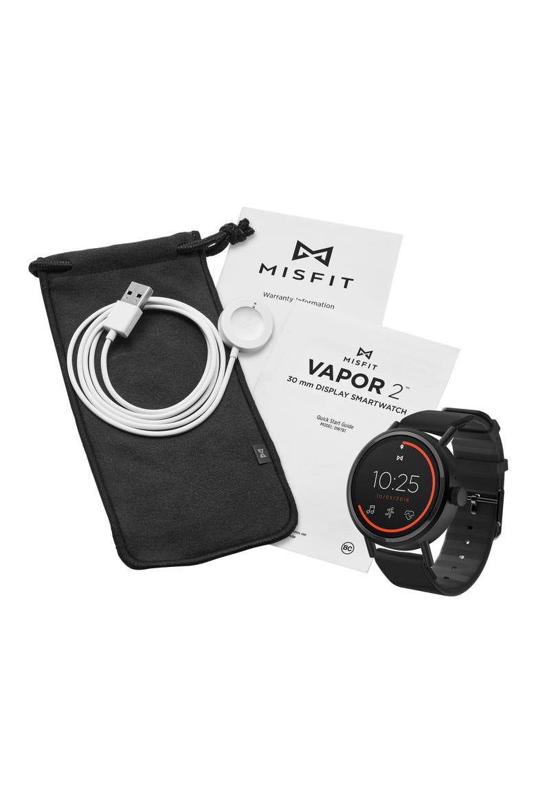 Vapor 2 Silicone Strap Smart Watch, 41mm, Alternate, color, BLACK