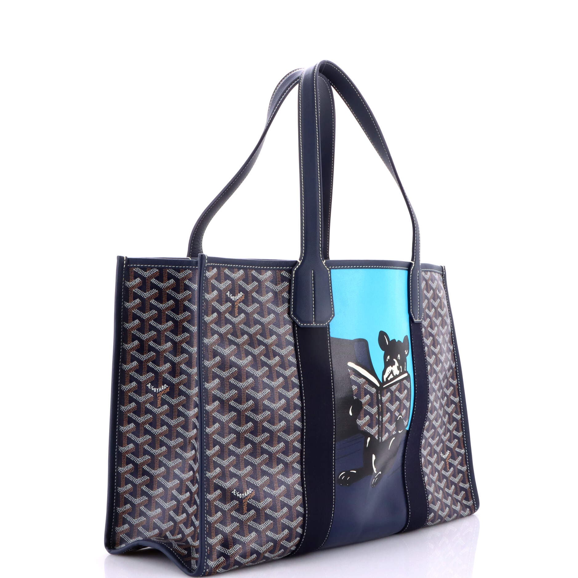 Pre-Owned Goyard Villette Tote Printed Coated Canvas MM, Alternate, color, Blue