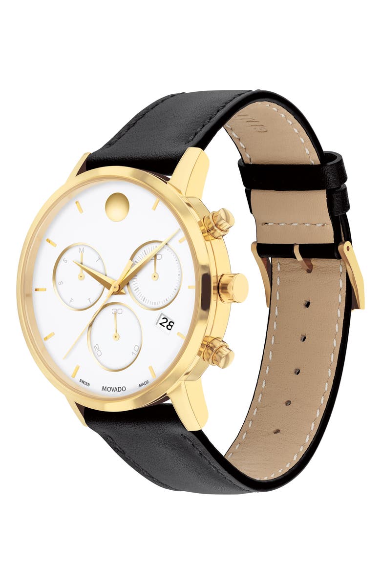 Movado Museum Classic Chronograph Bracelet Watch, 42mm, Alternate, color, Black/ White