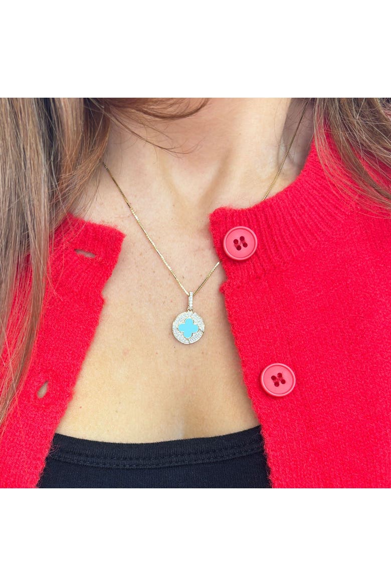 Turquoise Diamond Disc Clover Charm, Alternate, color, Turquoise