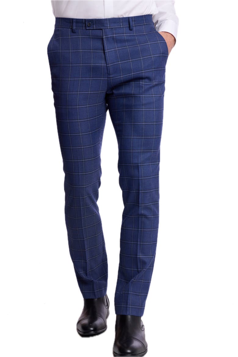 Downing Slim Fit Windowpane Suit Separate Pants, Alternate, color, DARK BLUE WINDOWPANE