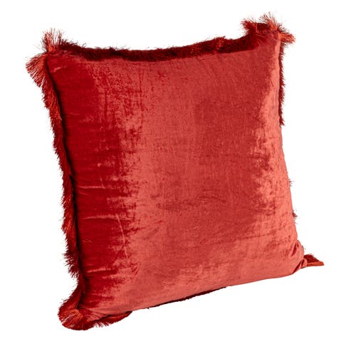 Storied Home Bliss Eyelash Fringe Pillow, Berry In Red