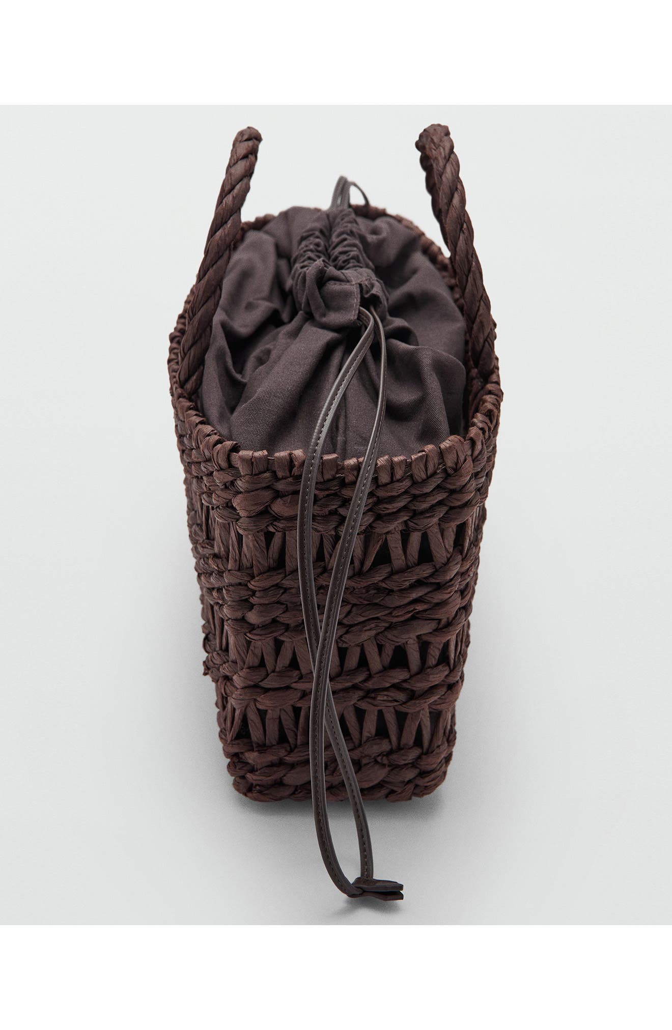 MANGO Medium Natural Fiber Tote, Alternate, color, Chocolate