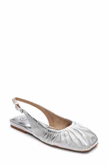 Bibi Ruched Square Toe Slingback Flat