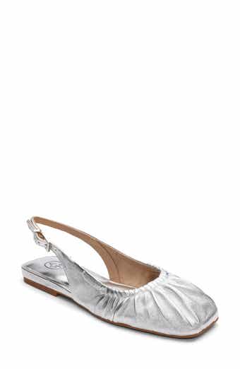 Bibi Ruched Square Toe Slingback Flat