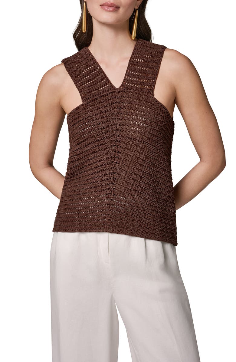 Donna Karan New York Metallic Open Stitch Sweater Tank, Main, color, Canyon