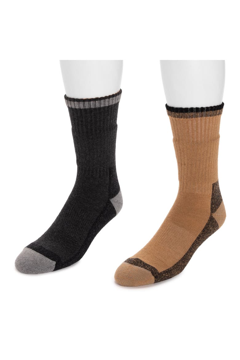 Men's Work Wear Merino Wool Blend Crew Socks, 2 Pair Pack, Alternate, color, Black Heather/Duck Brown