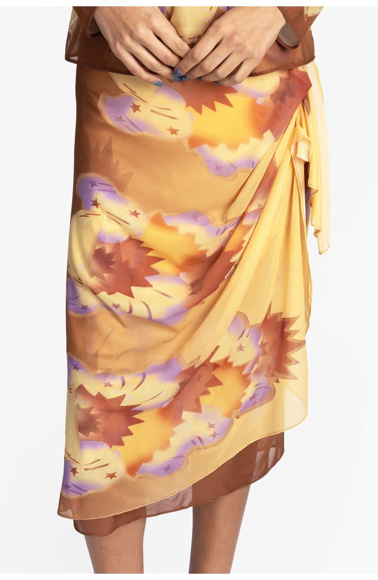 Anna Sui Sunburst Mesh Sarong Skirt, Alternate, color, Sunset Multi