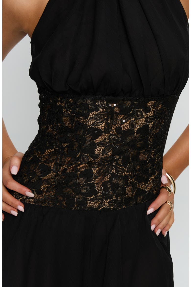 Bridges Lace Panel Halter Minidress, Alternate, color, BLACK