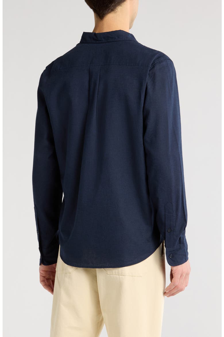 Solid Linen Blend Button-Up Shirt, Alternate, color, NAVY BLAZER