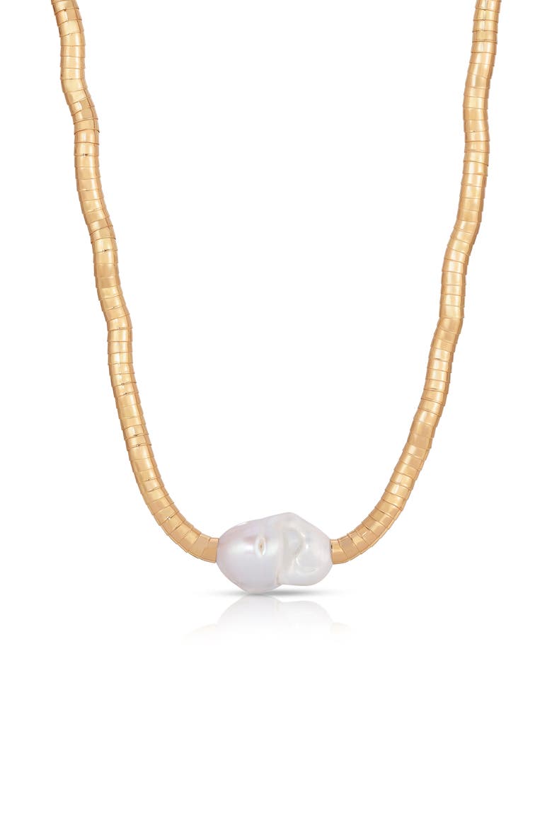Cultured Freshwater Pearl Choker Necklace, Alternate, color, GOLD