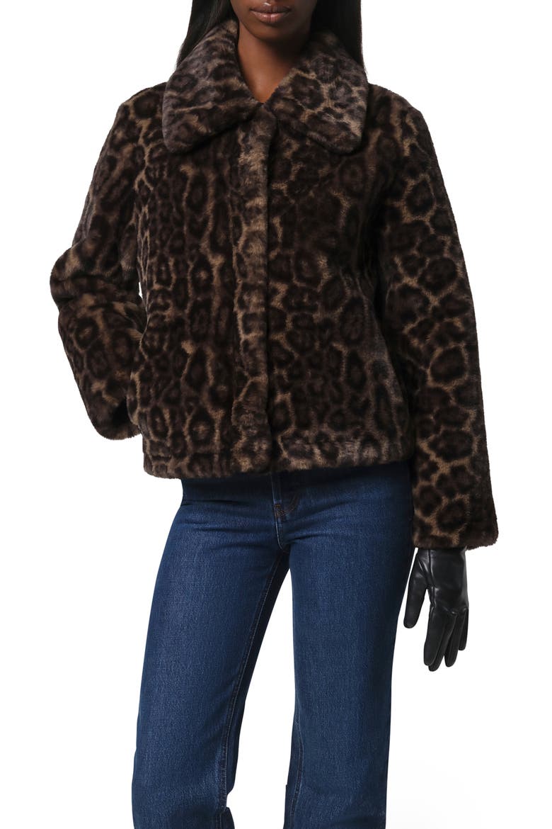 Elis Leopard Pattern Pluche™ Faux Fur Coat, Main, color, DARK LEOPARD