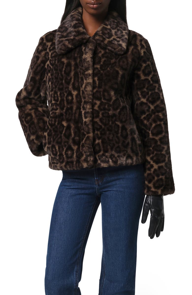Apparis Elis Leopard Pattern Pluche<sup>™</sup> Faux Fur Coat, Main, color, Dark Leopard