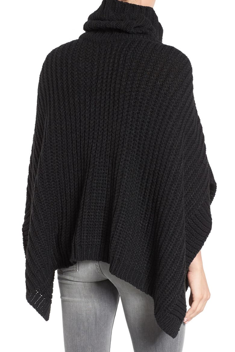 Turtleneck Poncho, Alternate, color, BLACK