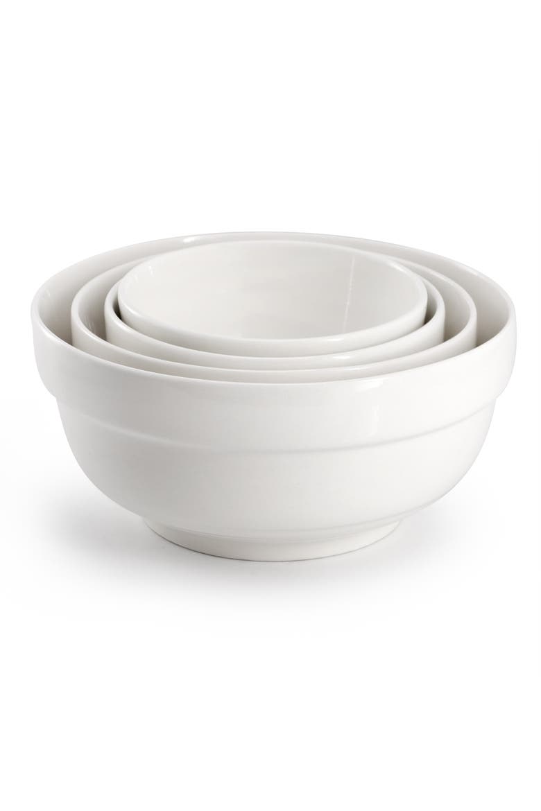 4 Piece Fine Ceramic Serving Bowl Set in White, Alternate, color, White