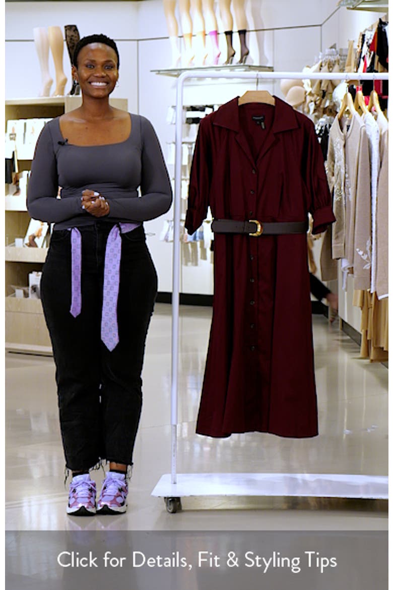 Belted Stretch Cotton Midi Shirtdress video