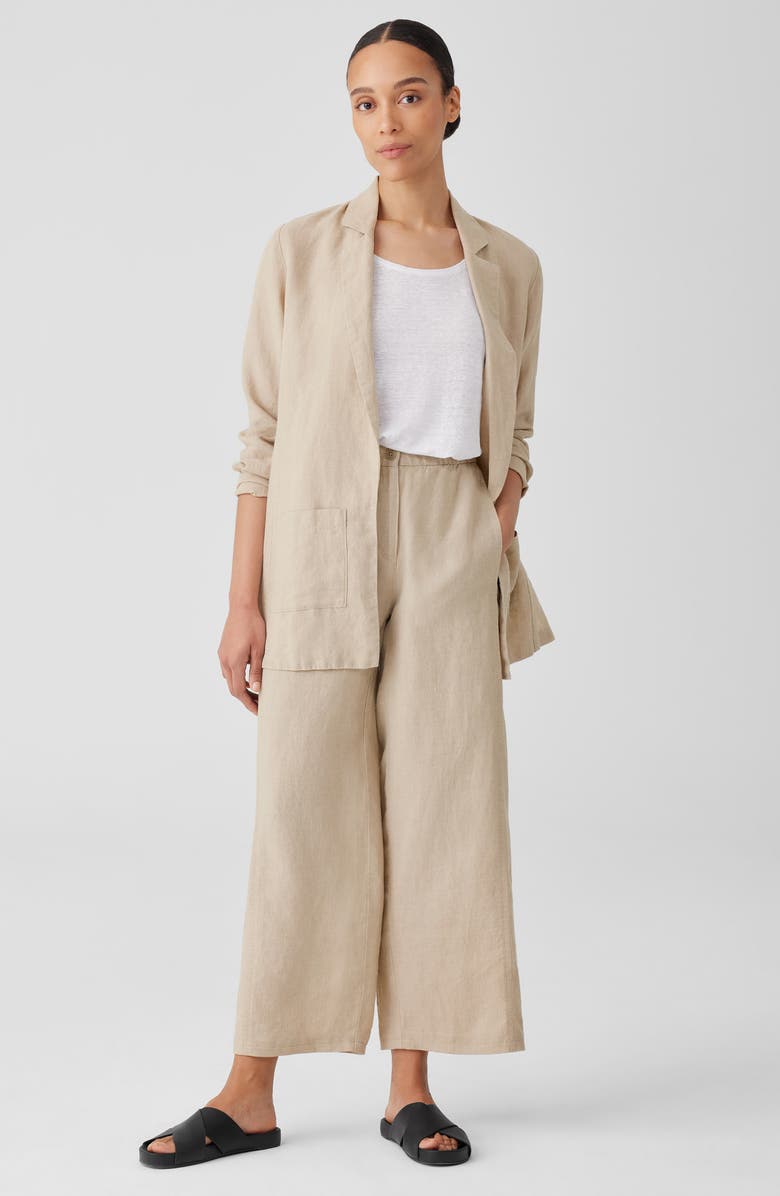 Notch Lapel Longline Organic Linen Blazer