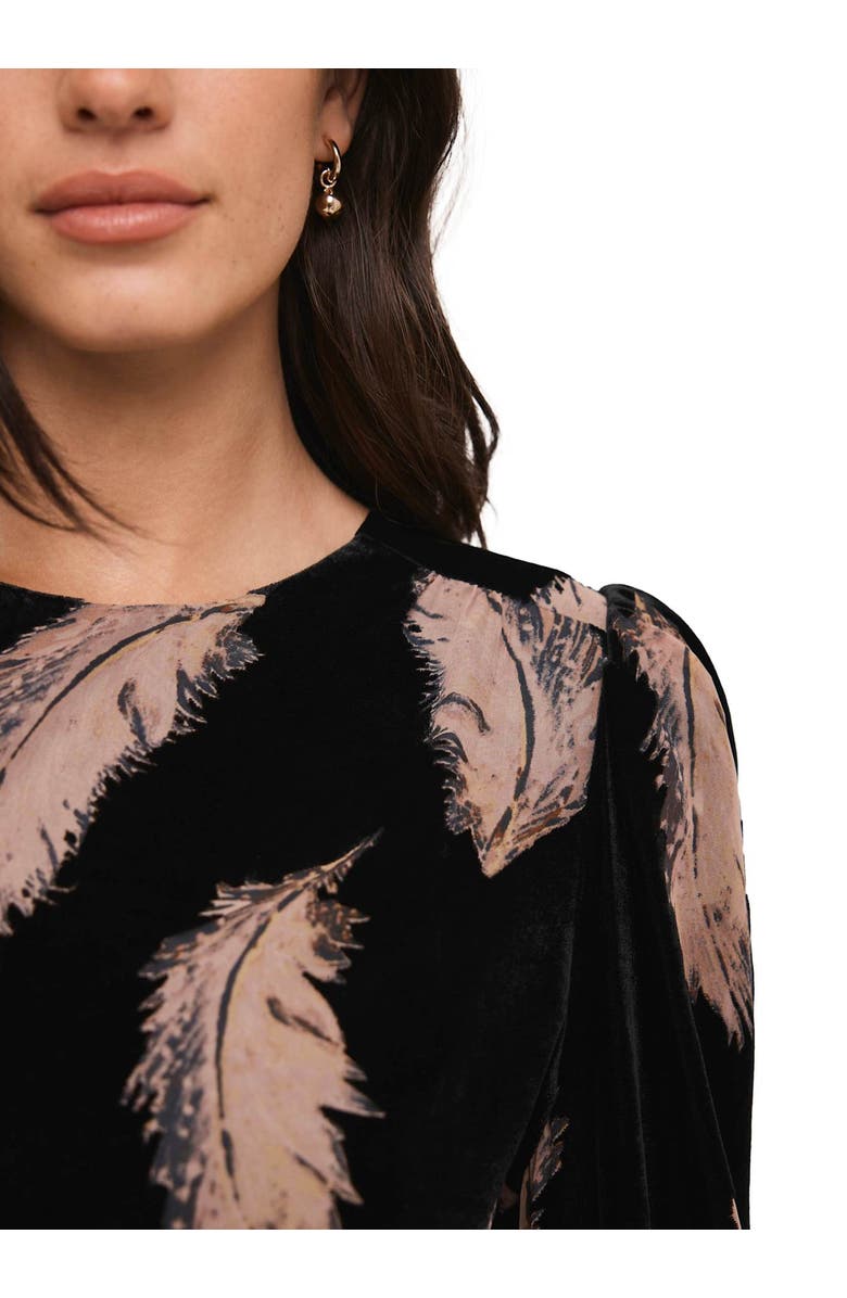 MINT VELVET Velvet Feather Print Top, Alternate, color, Black
