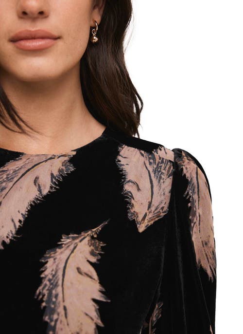 Mint Velvet Velvet Feather Print Top In Black