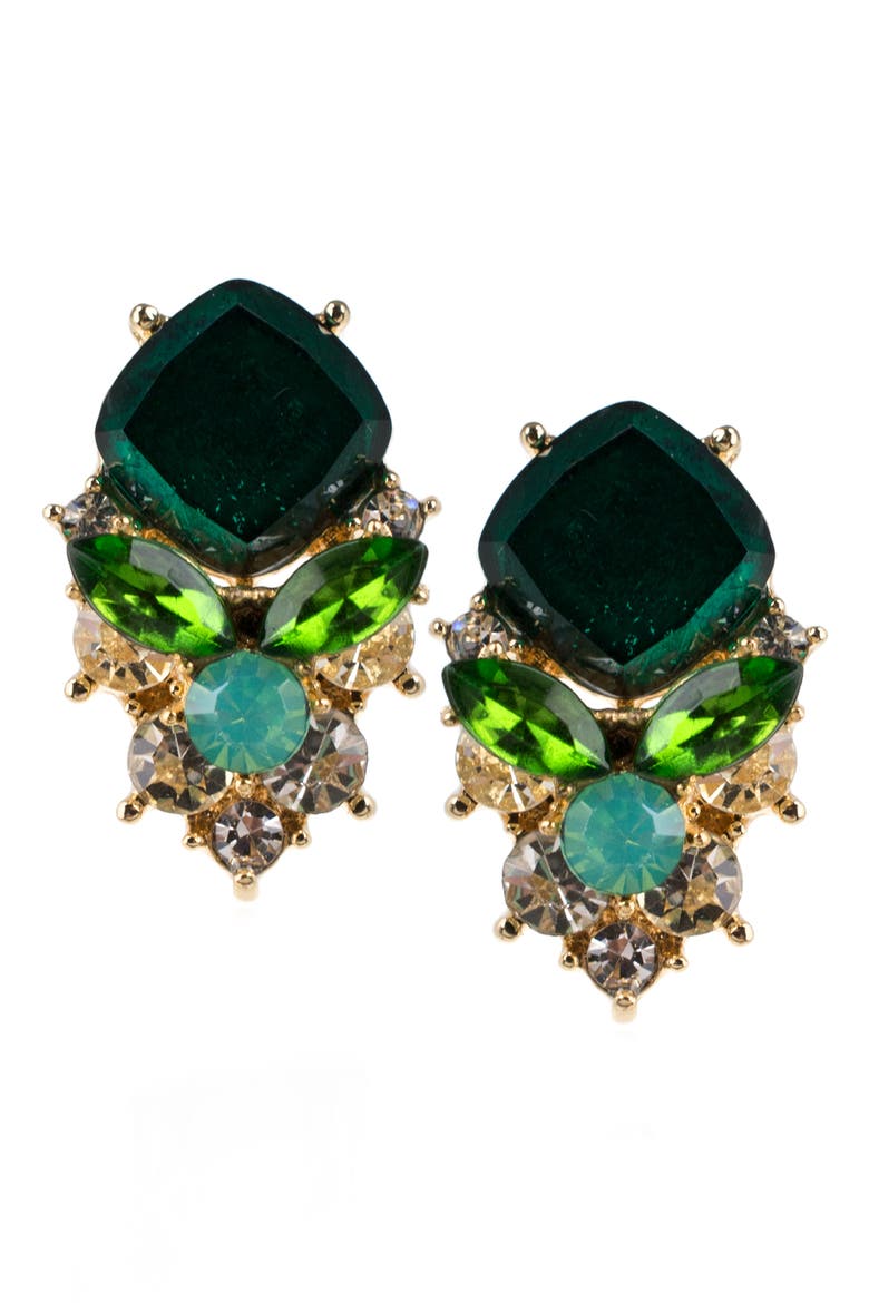 Crystal Stud Earrings (Nordstrom Exclusive), Main, color, GREEN/GOLD